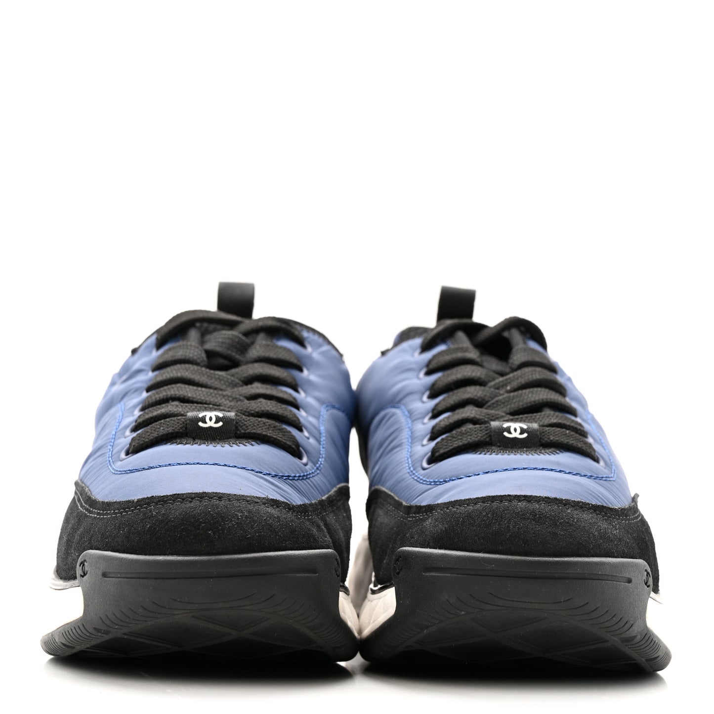 Nylon Suede Calfskin Womens Logo Sneakers 41 Dark Navy Blue