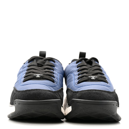 Chanel Nylon Suede Calfskin Womens Logo Sneakers 41 Dark Navy Blue 3 of 13
