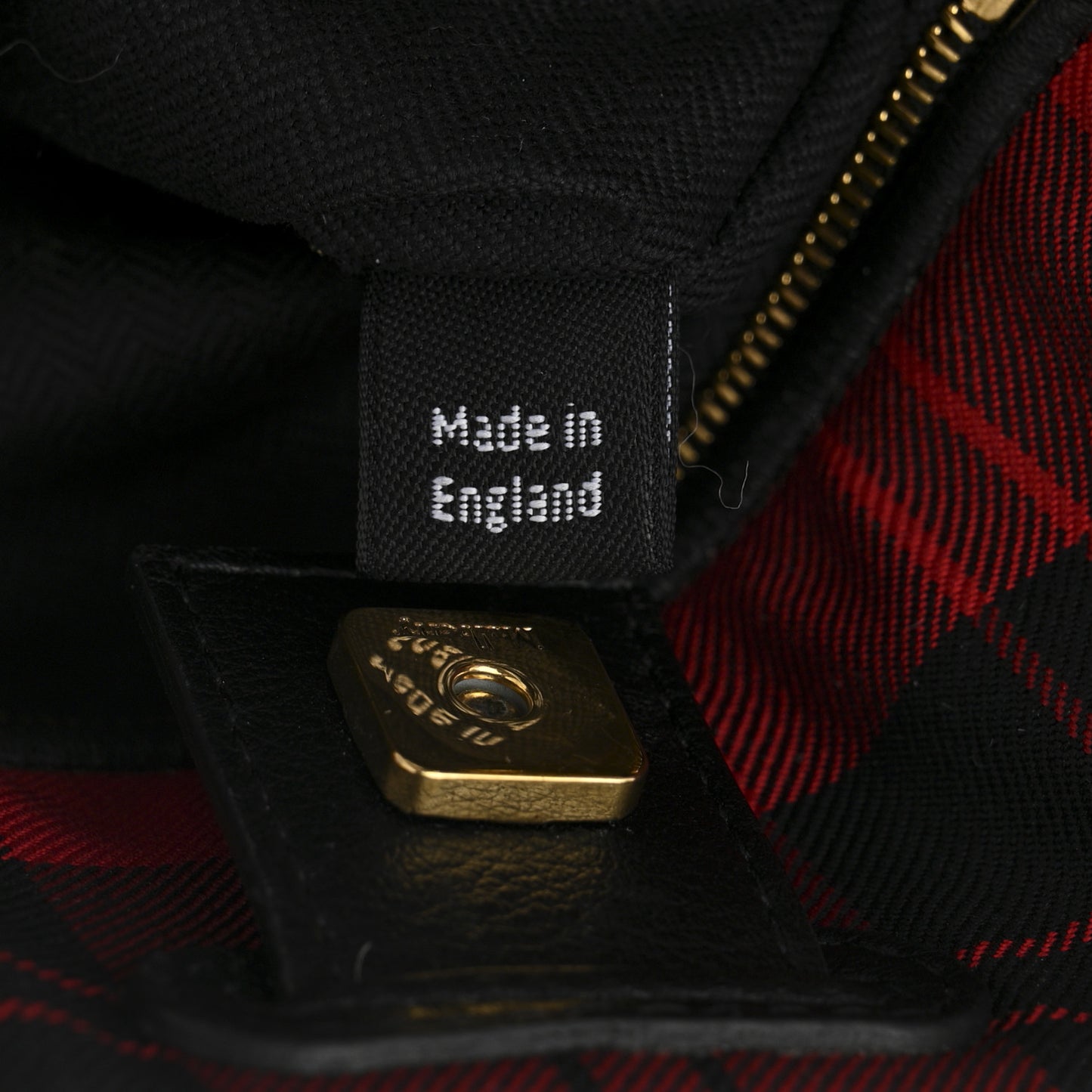 Calfskin Tartan Cotton Canvas Small Iris Tote Black Red Multicolor
