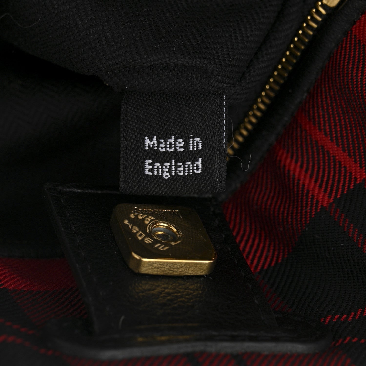 Mulberry Calfskin Tartan Cotton Canvas Small Iris Tote Black Red Multicolor 7 of 12