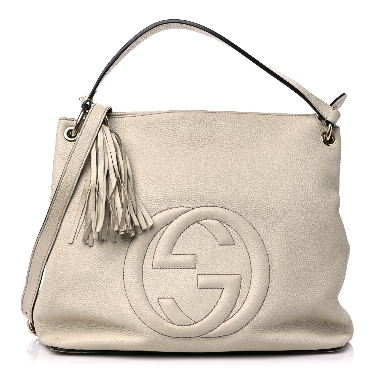 Pebbled Calfskin Large Soho Hobo Off White