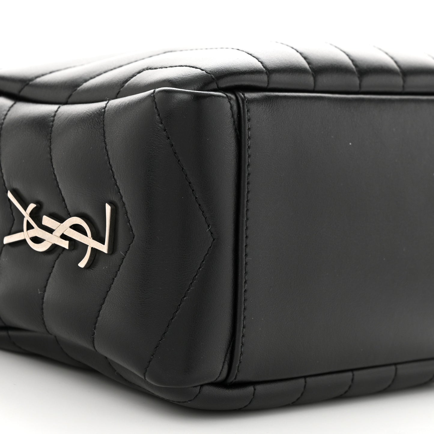 Calfskin Y Quilted Monogram Small Loulou Bowling Bag Black