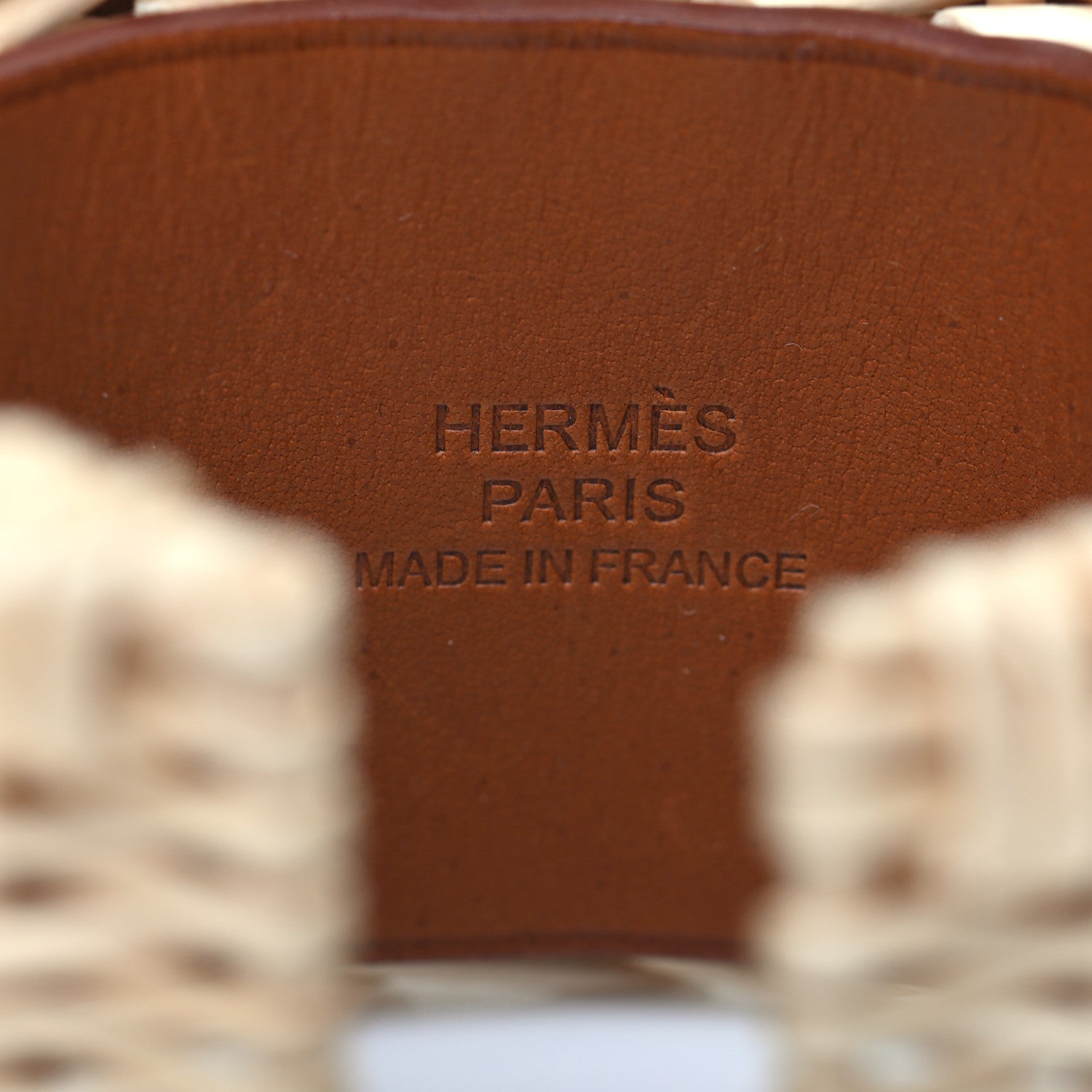 Hermes Wicker Barenia Medor Picnic Cuff Bracelet Fauve 4 of 5