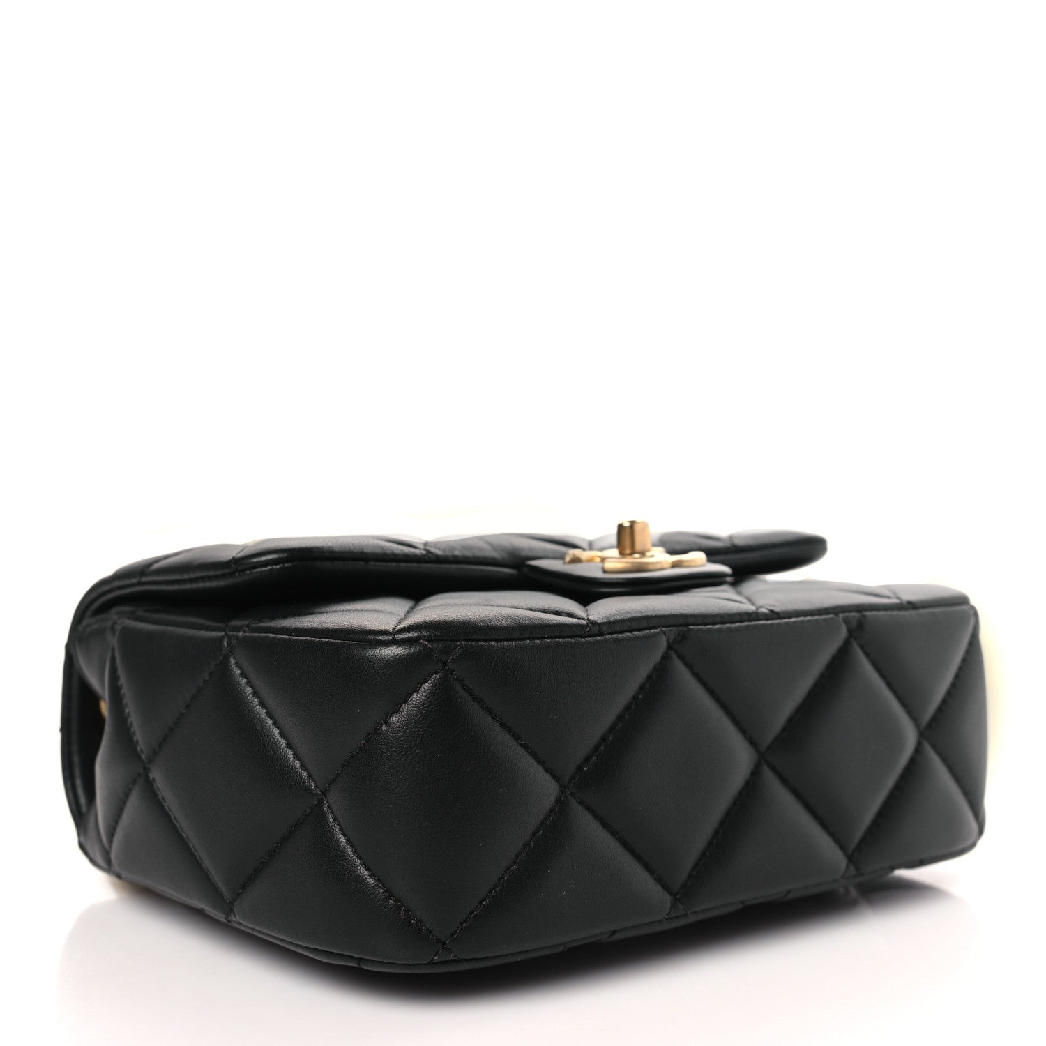 Chanel Lambskin Enamel Pearl Quilted Mini Charm Me Square Flap Black 4 of 9
