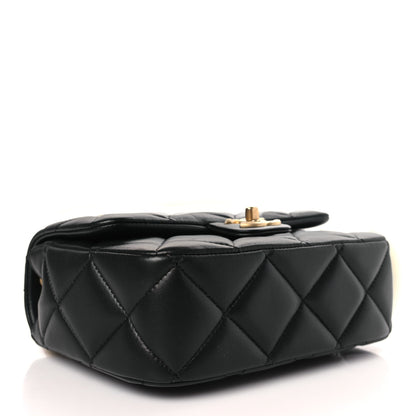 Chanel Lambskin Enamel Pearl Quilted Mini Charm Me Square Flap Black 4 of 9