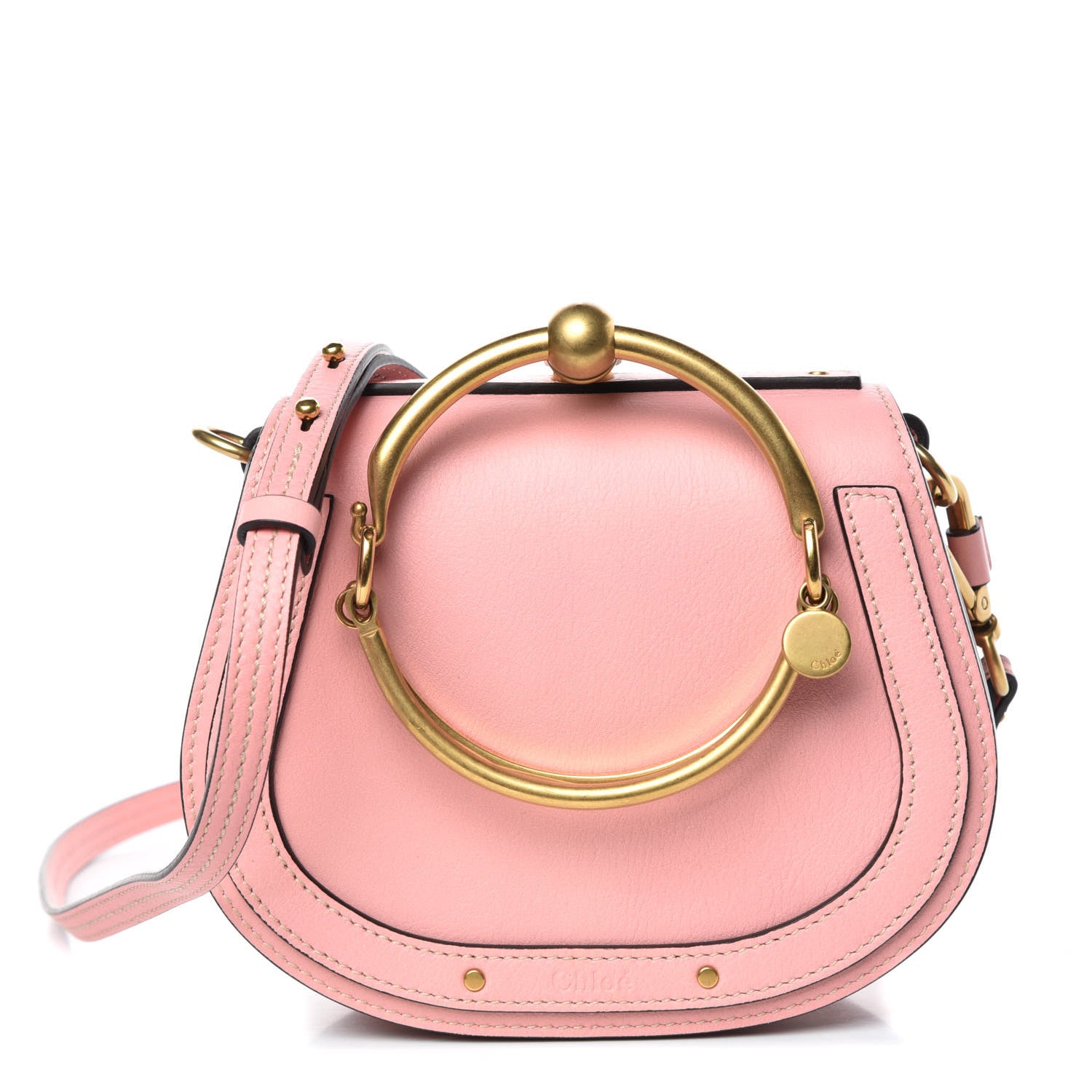 Chloe Calfskin Suede Small Nile Bracelet Bag Washed Pink 1 of 9