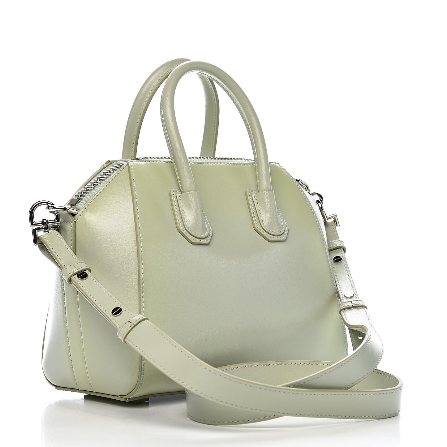 Shiny Lord Calfskin Mini Antigona Aqua Green