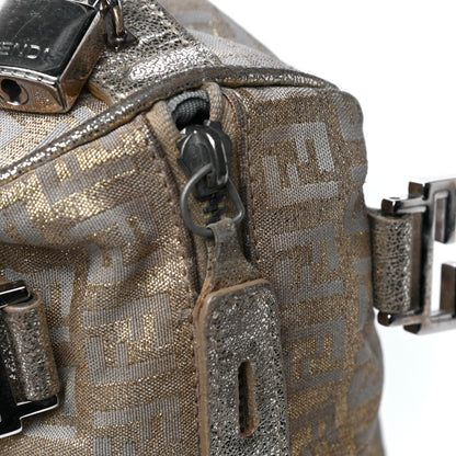 Fendi Metallic Jacquard Zucchino Mini Forever Boston Gold Silver 12 of 41