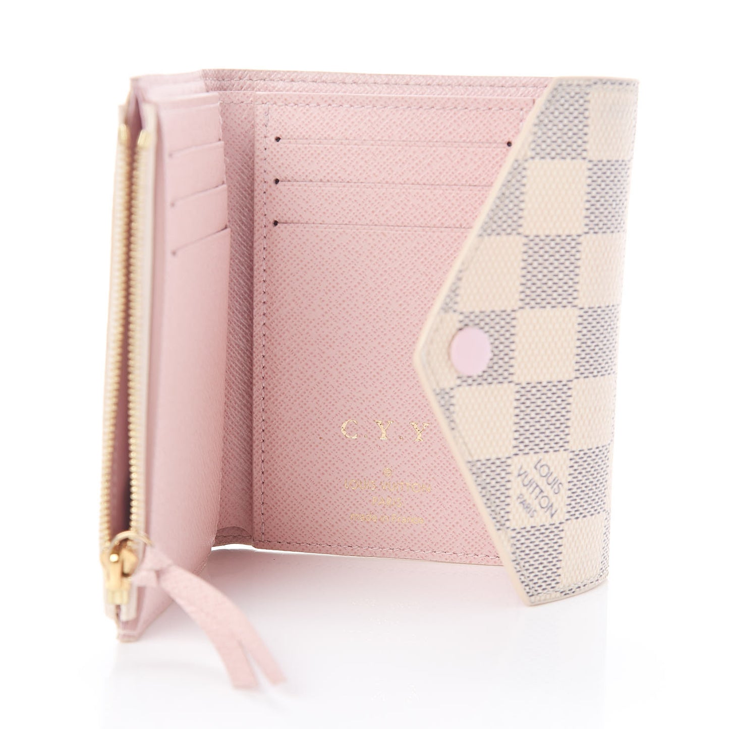Damier Azur Victorine Wallet Rose Ballerine