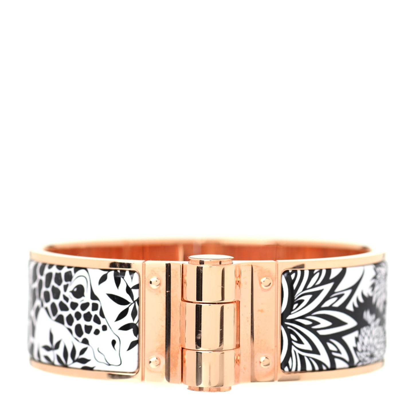 Enamel Printed Wide The Three Graces Hinged Bracelet M Positif Negatif