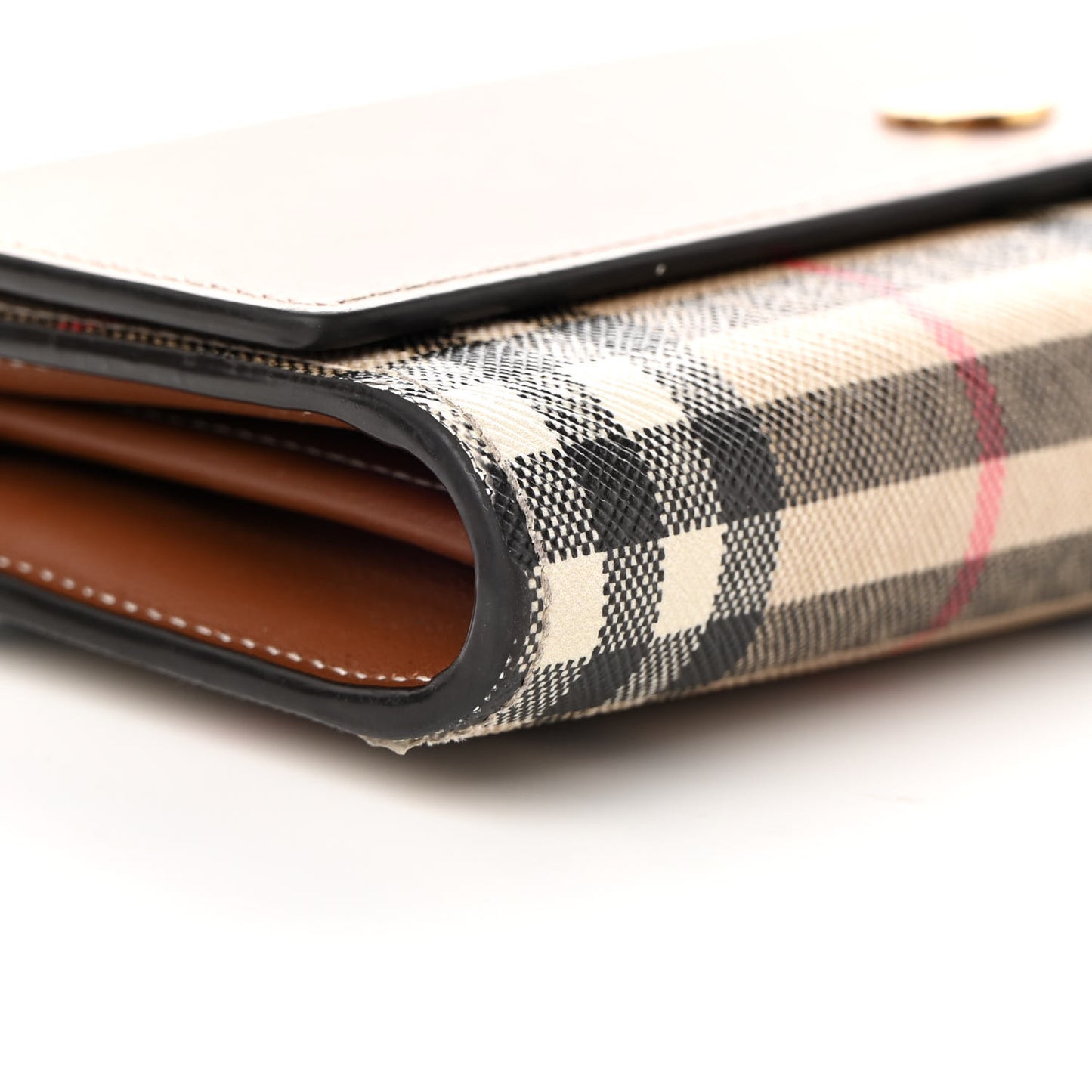 Vintage Check Grain Calfskin Halton Wallet Tan