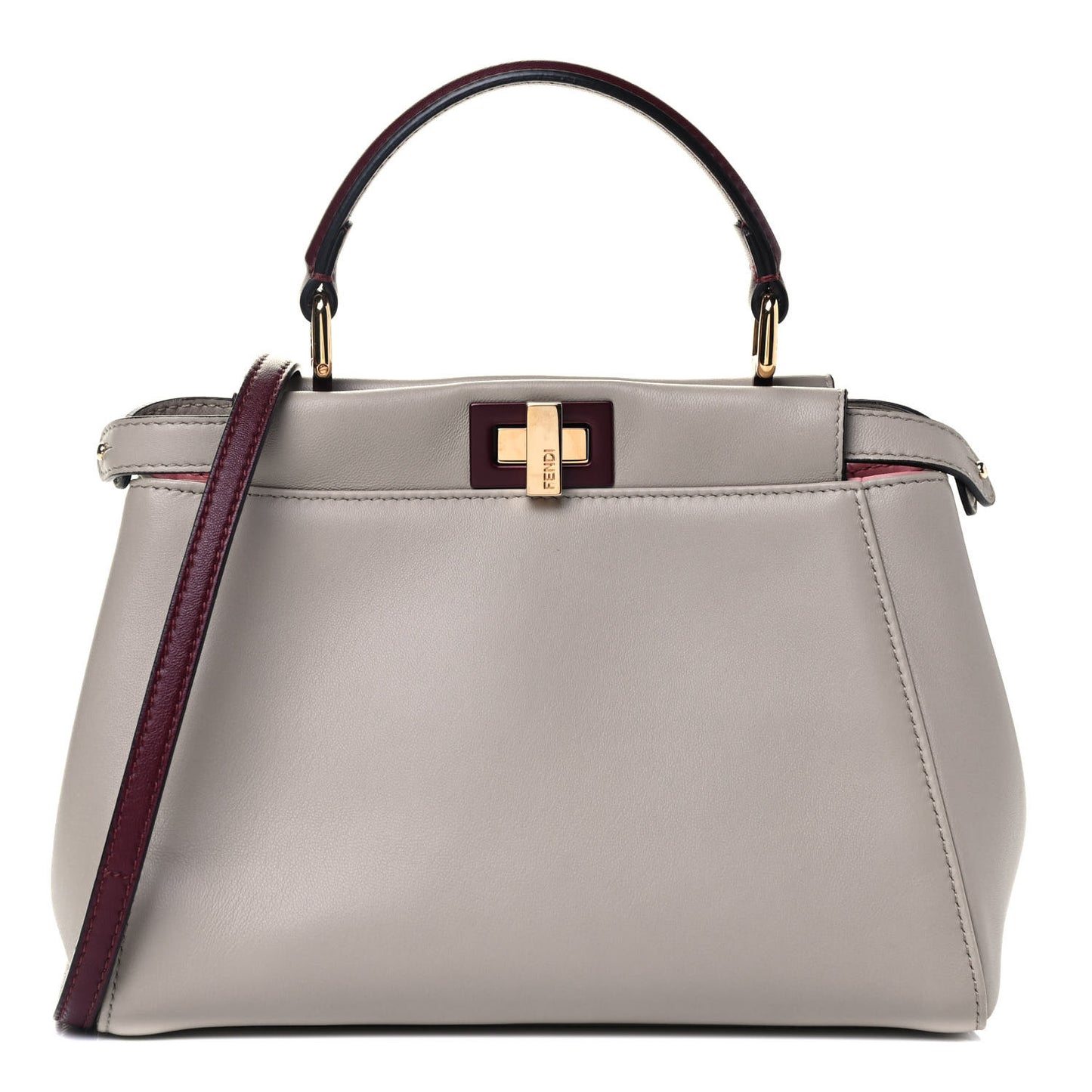 Nappa Colorblock Mini Peekaboo Iconic Satchel Grigio Polvere Bordeaux Bois de Rose