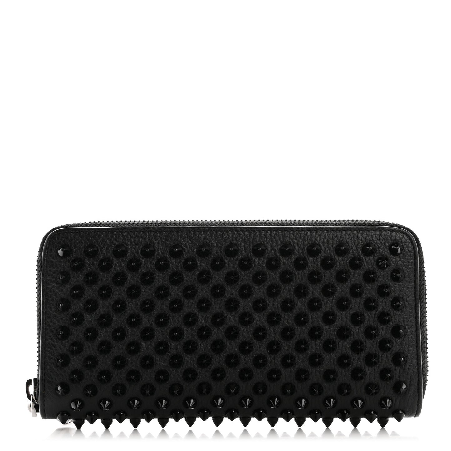 Calfskin Panettone Spiked Zip Around Wallet Black