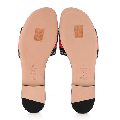 Christian Dior Canvas Toile de Jouy Pop Embroidered Dway Flat Slide Sandals 37 Black Multicolor 5 of 10