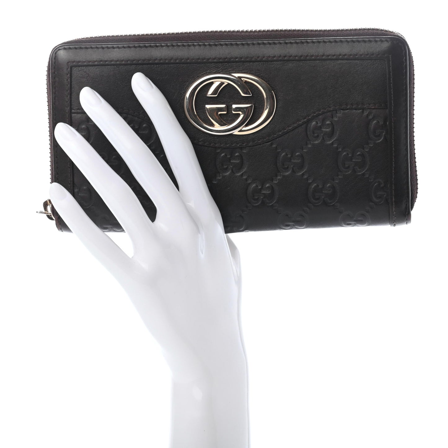 Guccissima Sukey Zip Around Wallet Dark Brown