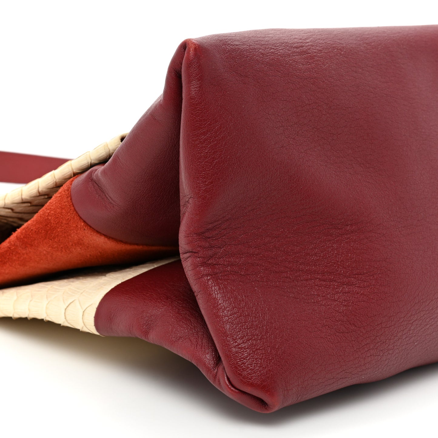 Python Calfskin All Soft Shoulder Bag Burgundy