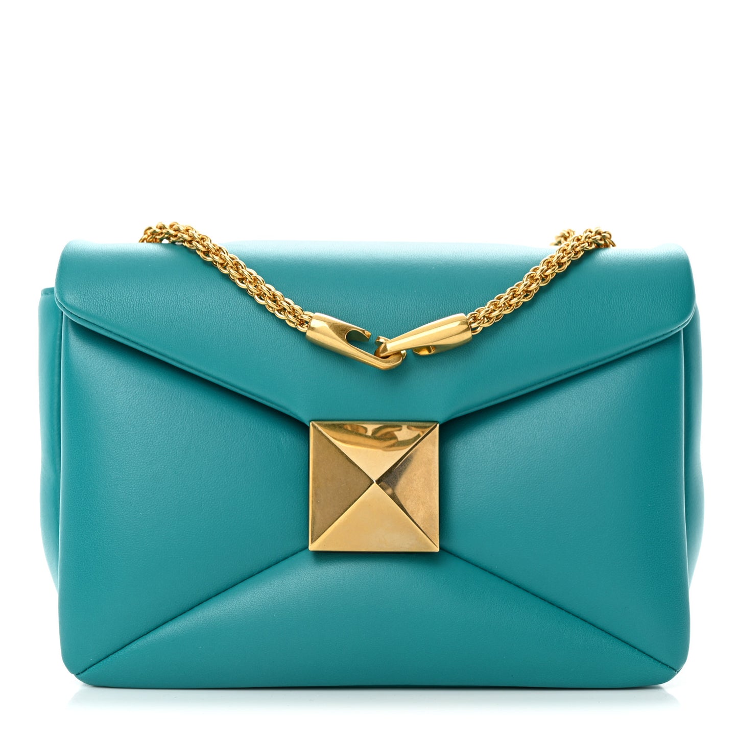 Nappa One Stud Chain Clutch Ultra Marine Green