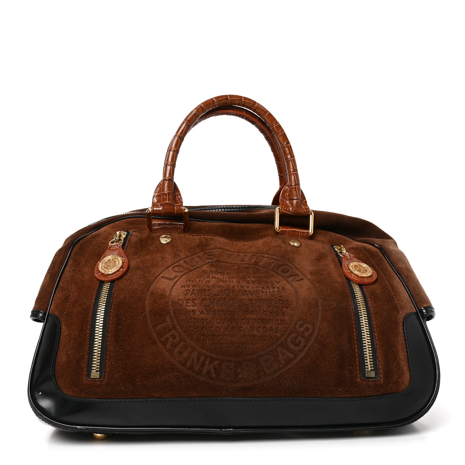 Louis Vuitton Suede Stamped Alligator Embossed Havane Bowler PM Brun 1 of 9