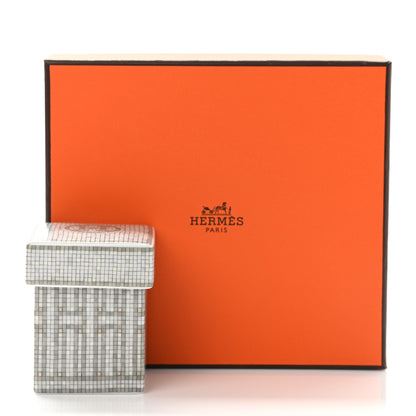 Hermes Porcelain Small Mosaique Au 24 Sugar Box Platinum 9 of 9