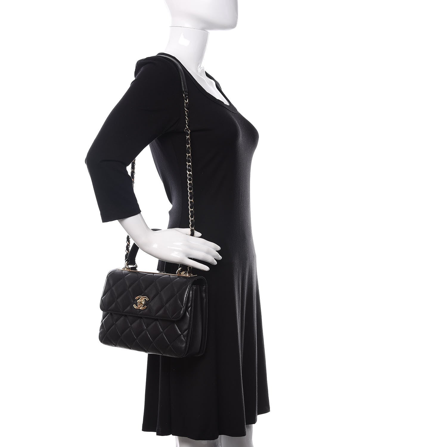 Chanel Lambskin Quilted Small Trendy CC Dual Handle Flap Bag Black 2 of 11