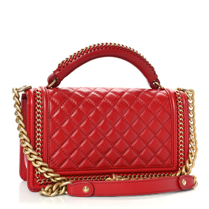 Chanel Lambskin Quilted Medium Top Handle Boy Flap Red 3 of 10