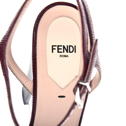 Fendi Calfskin Lizard Embossed Studded Colorblock Sandal 39 Multicolor 8 of 9
