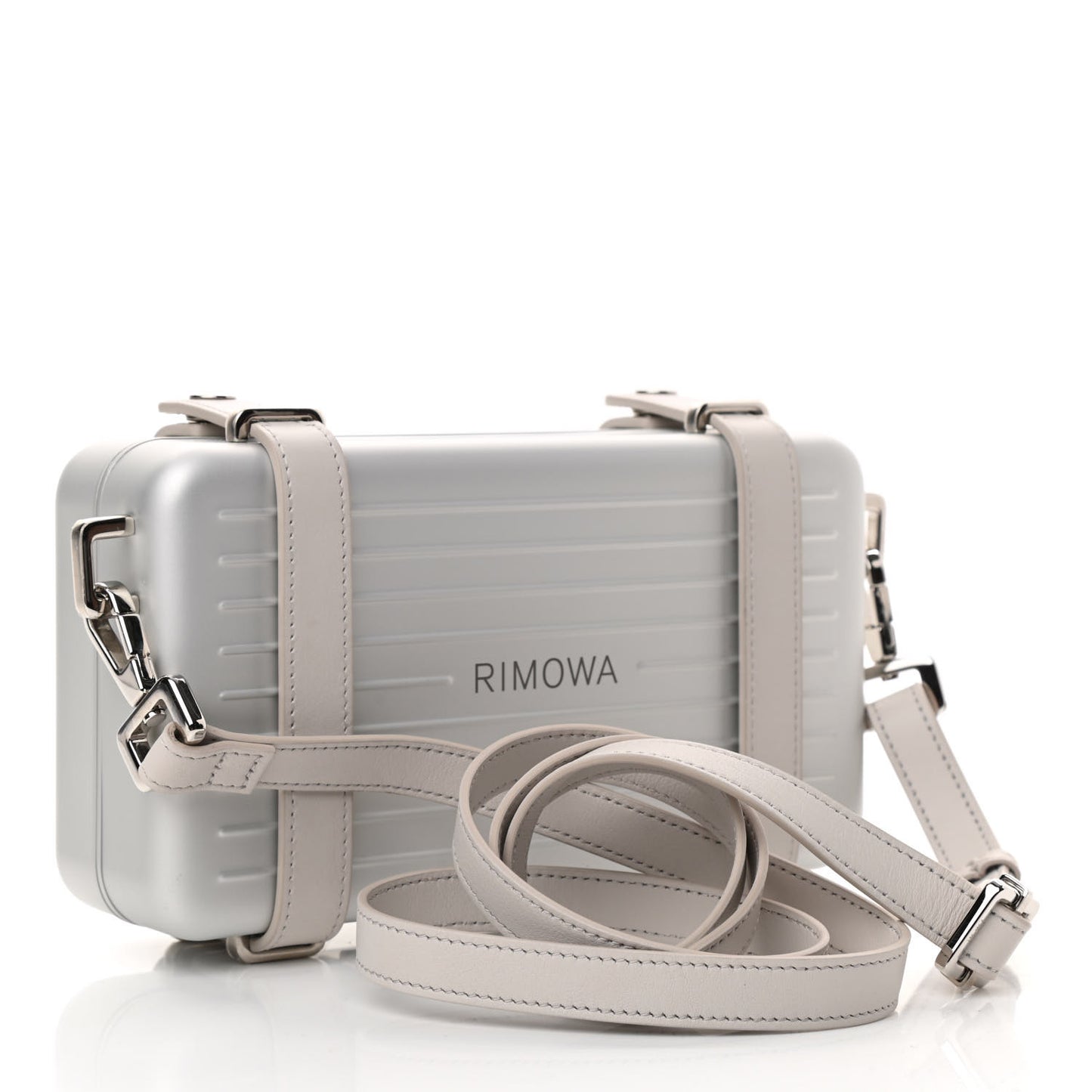 X RIMOWA Aluminum Personal Clutch On Strap Silver