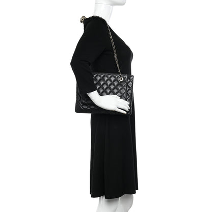 Chanel Shiny Lambskin Quilted Medium Double Case With Strap Black 2 of 11
