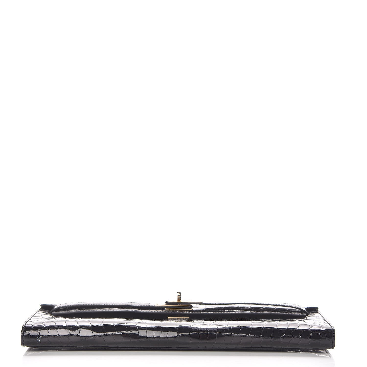 Hermes Shiny Niloticus Crocodile Kelly Cut Pochette Black 6 of 28