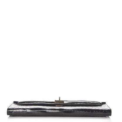 Hermes Shiny Niloticus Crocodile Kelly Cut Pochette Black 6 of 28