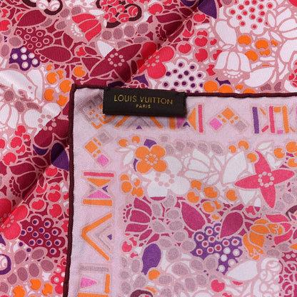 Louis Vuitton Silk Floral Print Square Scarf Pink 3 of 3
