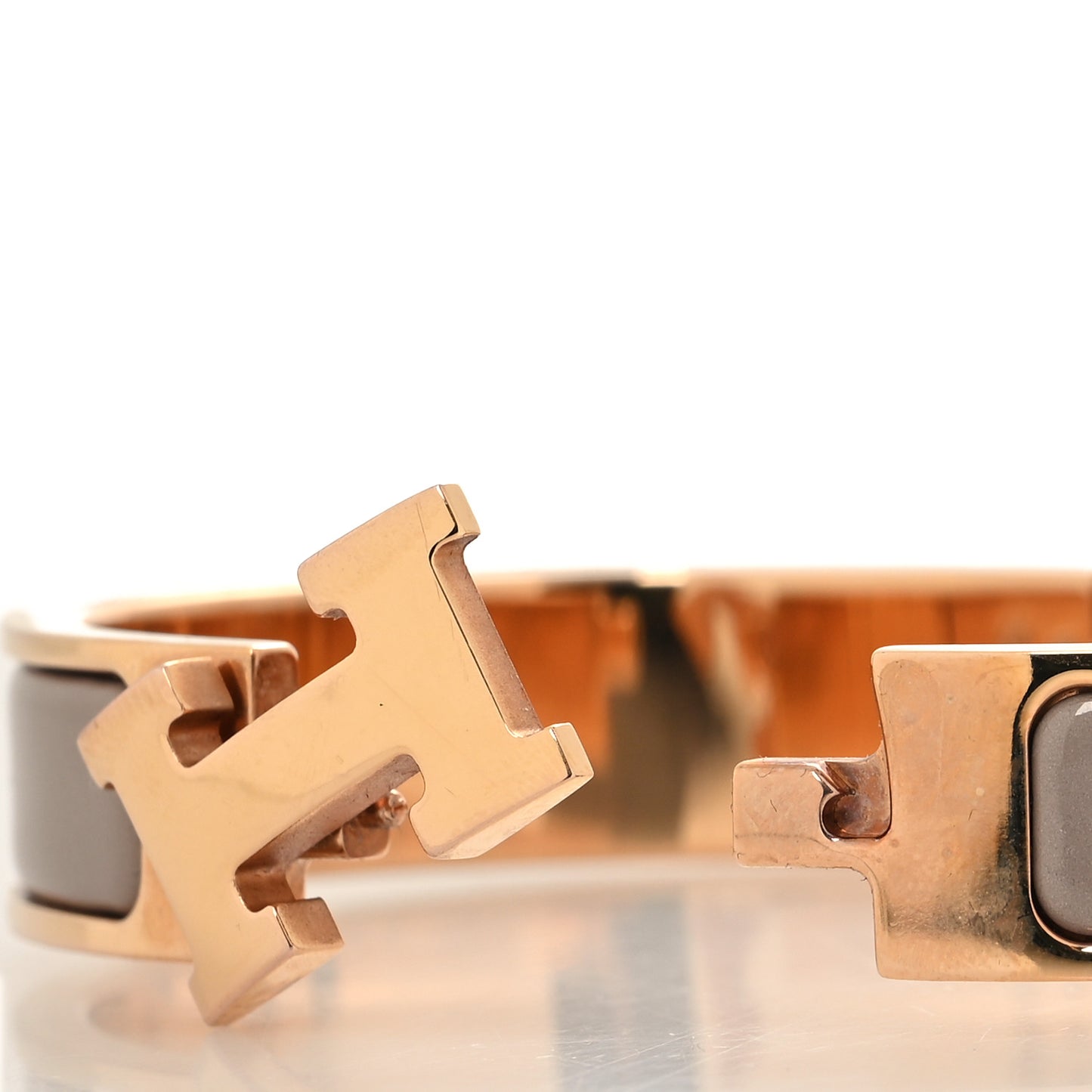 Enamel Narrow Clic Clac H Bracelet PM Marron Glace