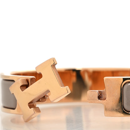 Hermes Enamel Narrow Clic Clac H Bracelet PM Marron Glace 4 of 5