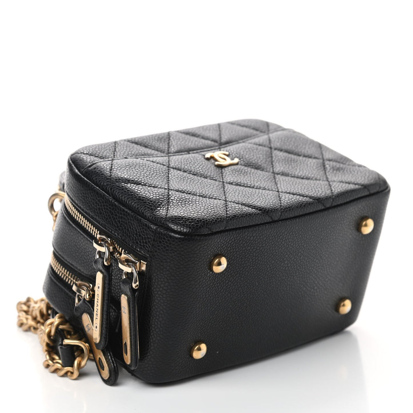 Caviar Quilted Mini Carry Around Bowling Bag Black
