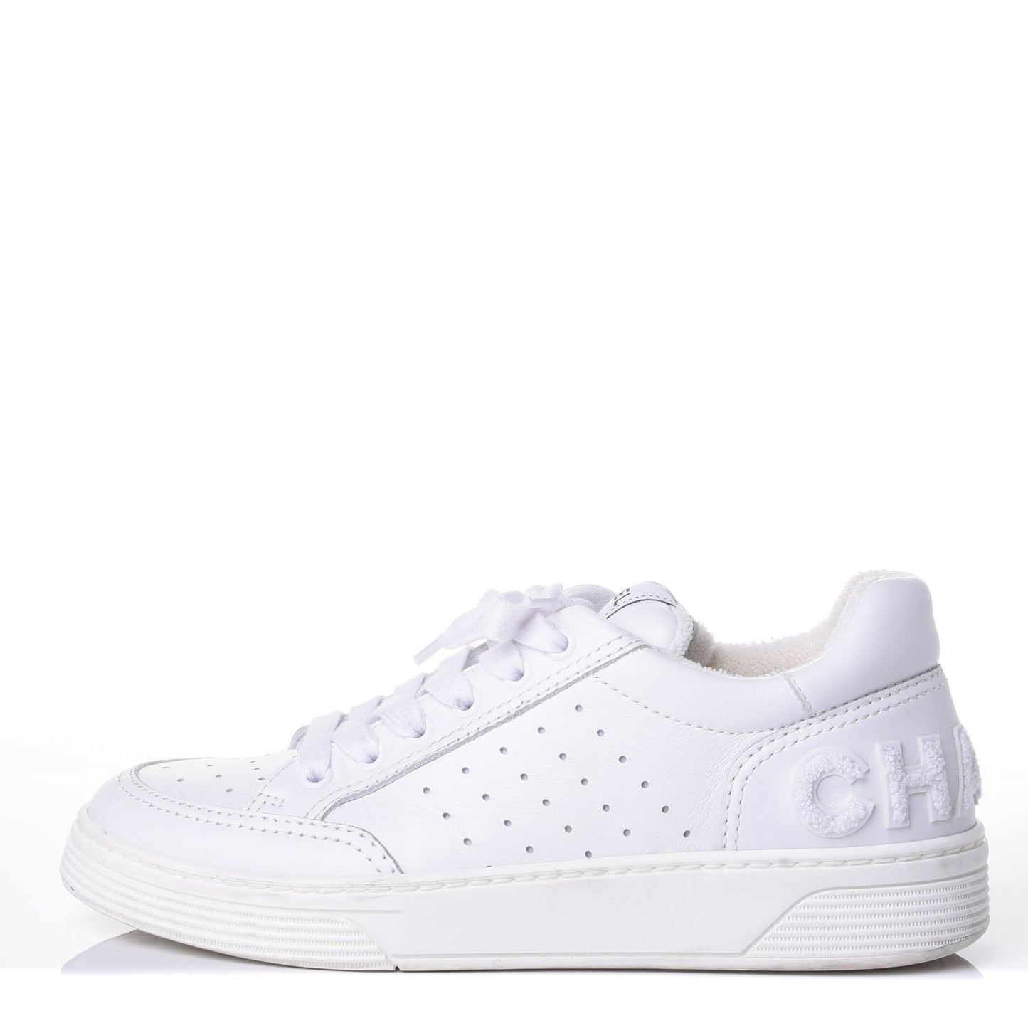 Calfskin Womens Logo Sneakers 38 White