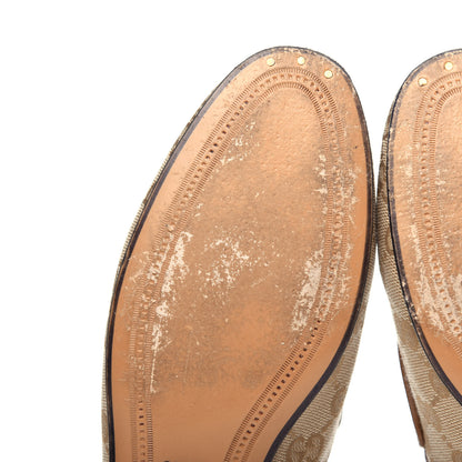 Gucci Canvas GG Monogram Horsebit Womens Jordaan Loafers 37.5 New Sand Friky Taupe 9 of 12