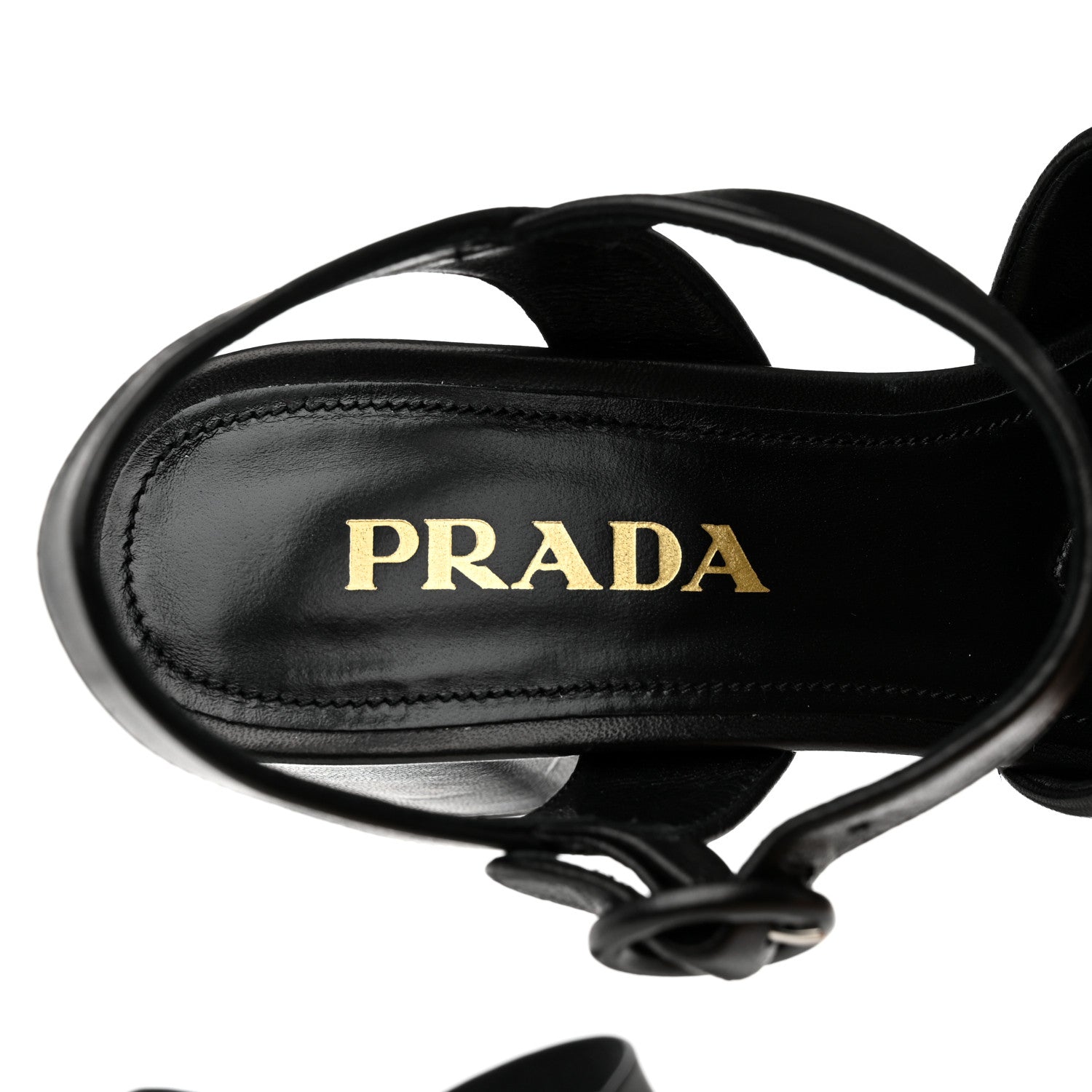 Prada Nappa Logo Quilted Crisscross Platform 20/65mm Sandals 37.5 Black 7 of 9