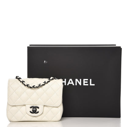 Chanel Crumpled Calfskin Quilted Mini Square Flap White 8 of 8
