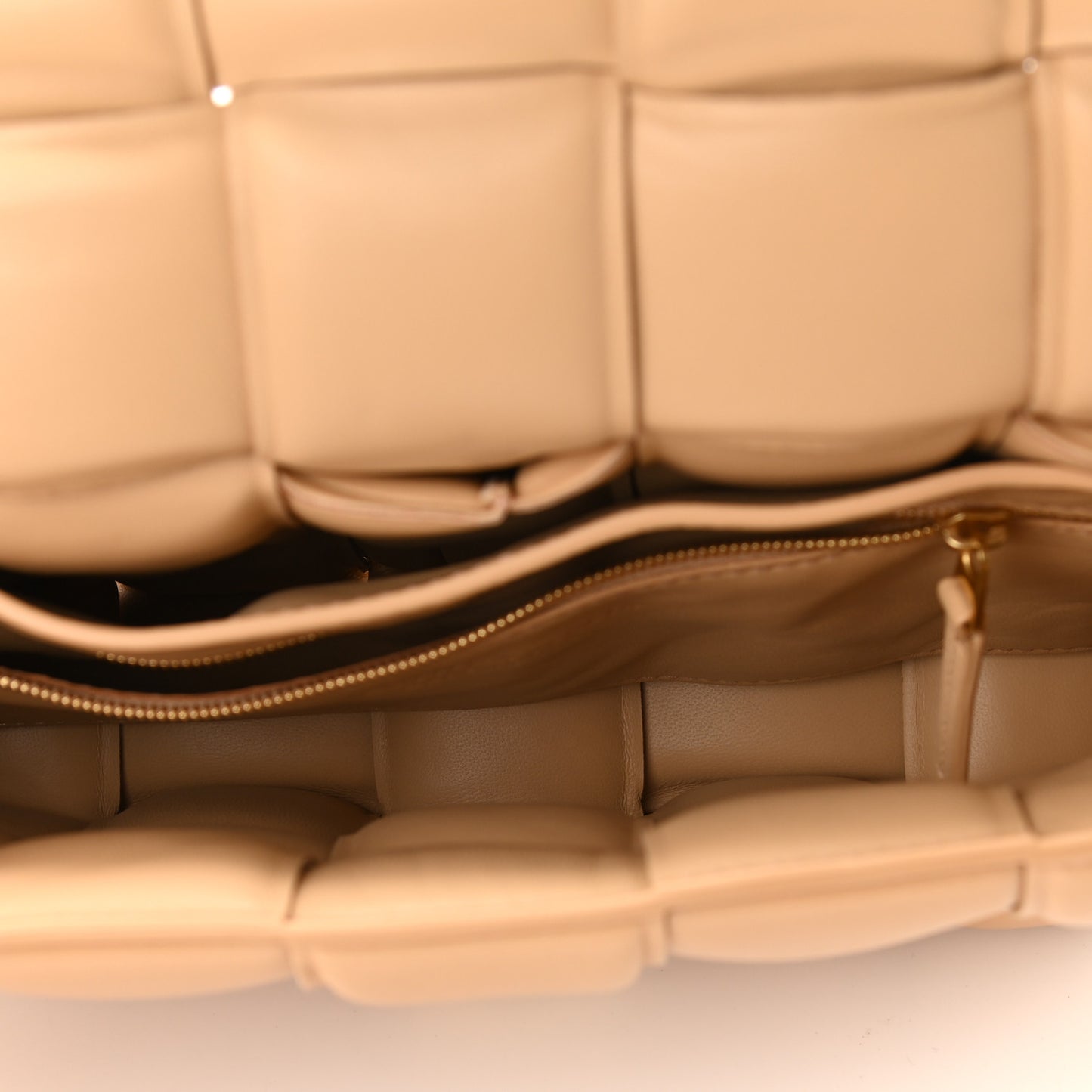 Nappa Maxi Intreccio Padded Cassette Crossbody Bag Almond