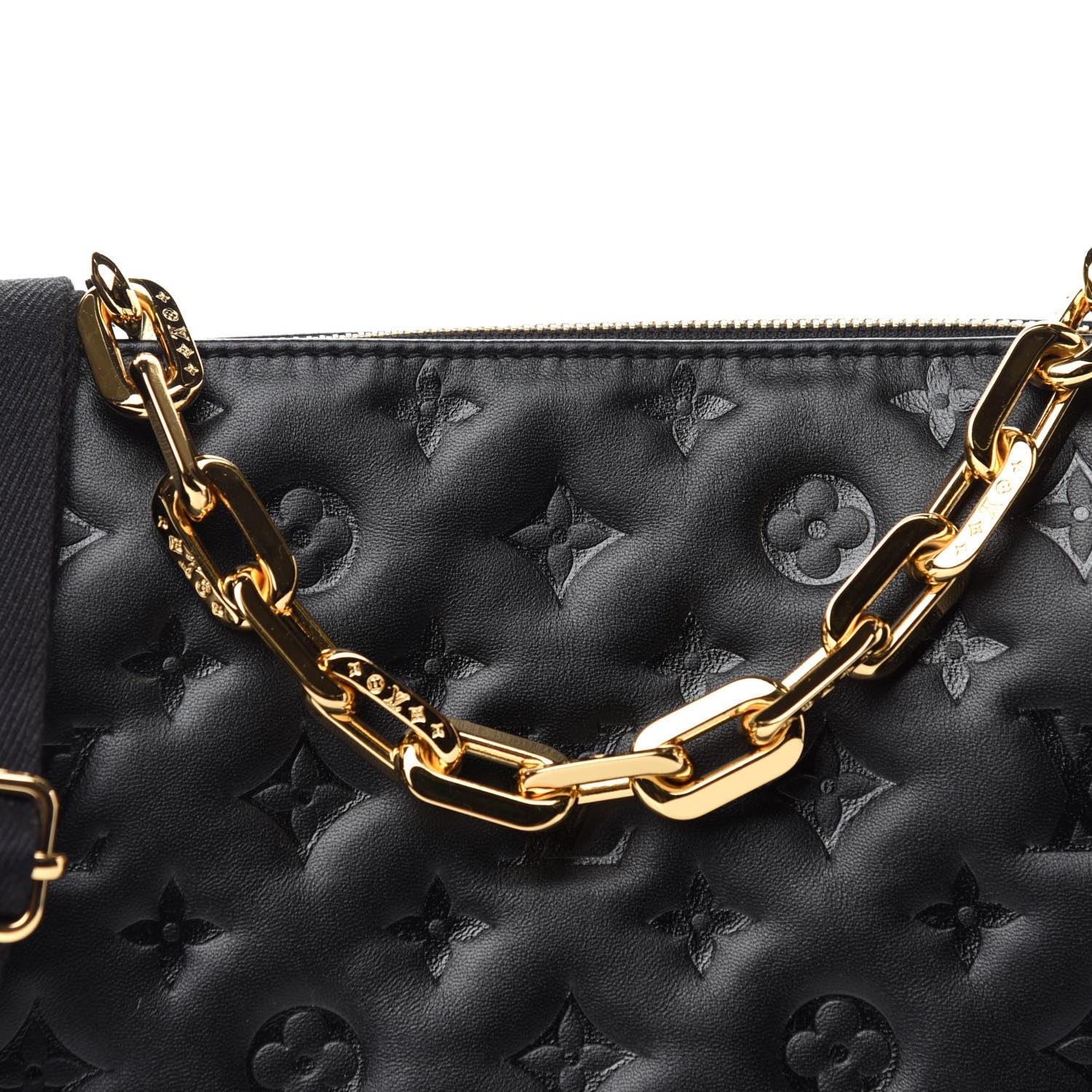 Louis Vuitton Lambskin Embossed Monogram Coussin PM Black 9 of 10