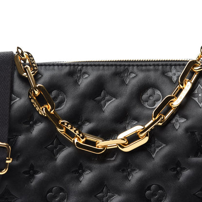 Louis Vuitton Lambskin Embossed Monogram Coussin PM Black 9 of 10