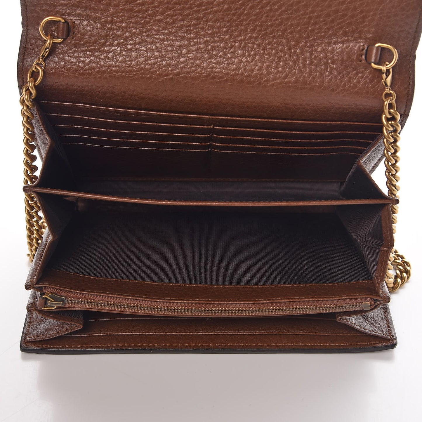 Cellarius Calfskin GG Marmont Chain Wallet Nut Brown