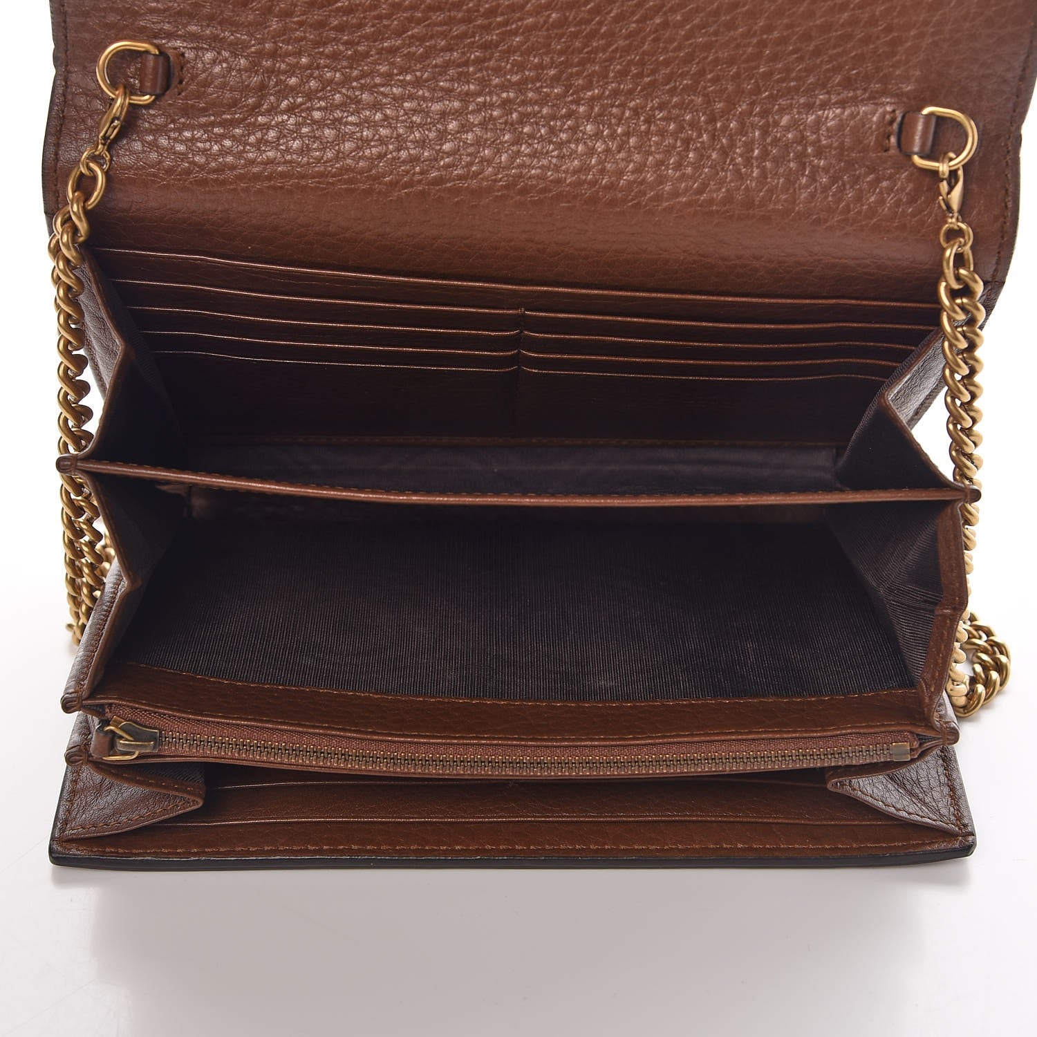 Gucci Cellarius Calfskin GG Marmont Chain Wallet Nut Brown 5 of 11