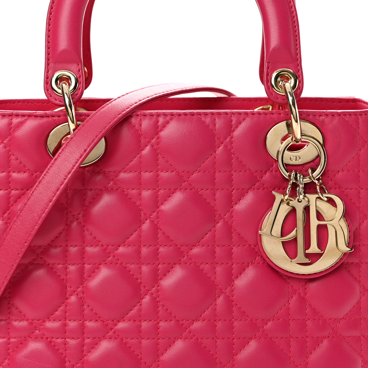 Lambskin Cannage Medium Lady Dior Pink