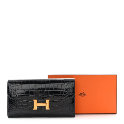 Hermes Shiny Alligator Constance Long Wallet Bleu Marine 11 of 11