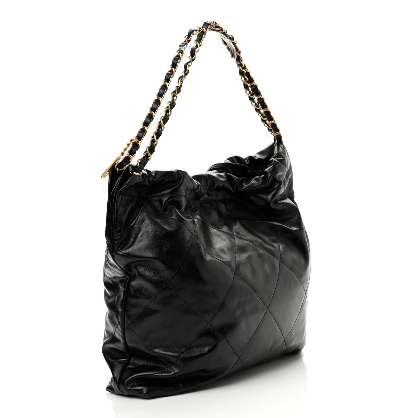 Shiny Calfskin Quilted Chanel 22 Black