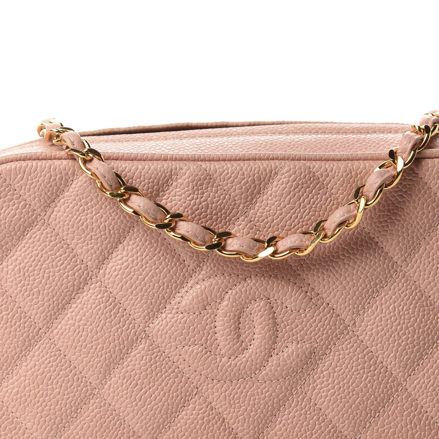 Caviar Quilted Small CC Camera Case Pink