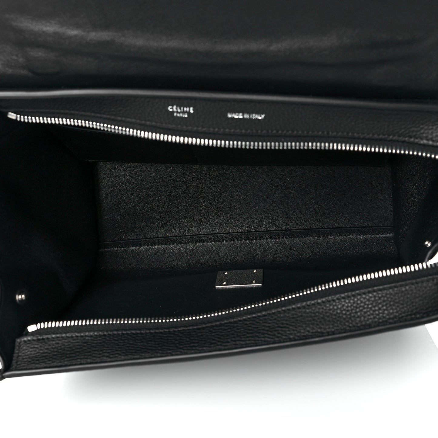 Drummed Calfskin Suede Small Trapeze Black