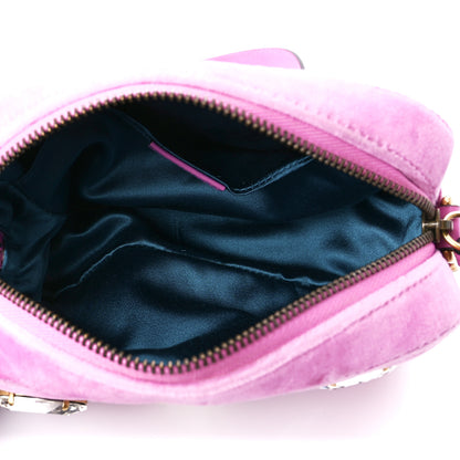 Gucci Velvet Matelasse Marquise Crystals Mini GG Marmont Chain Shoulder Bag Malva 5 of 10