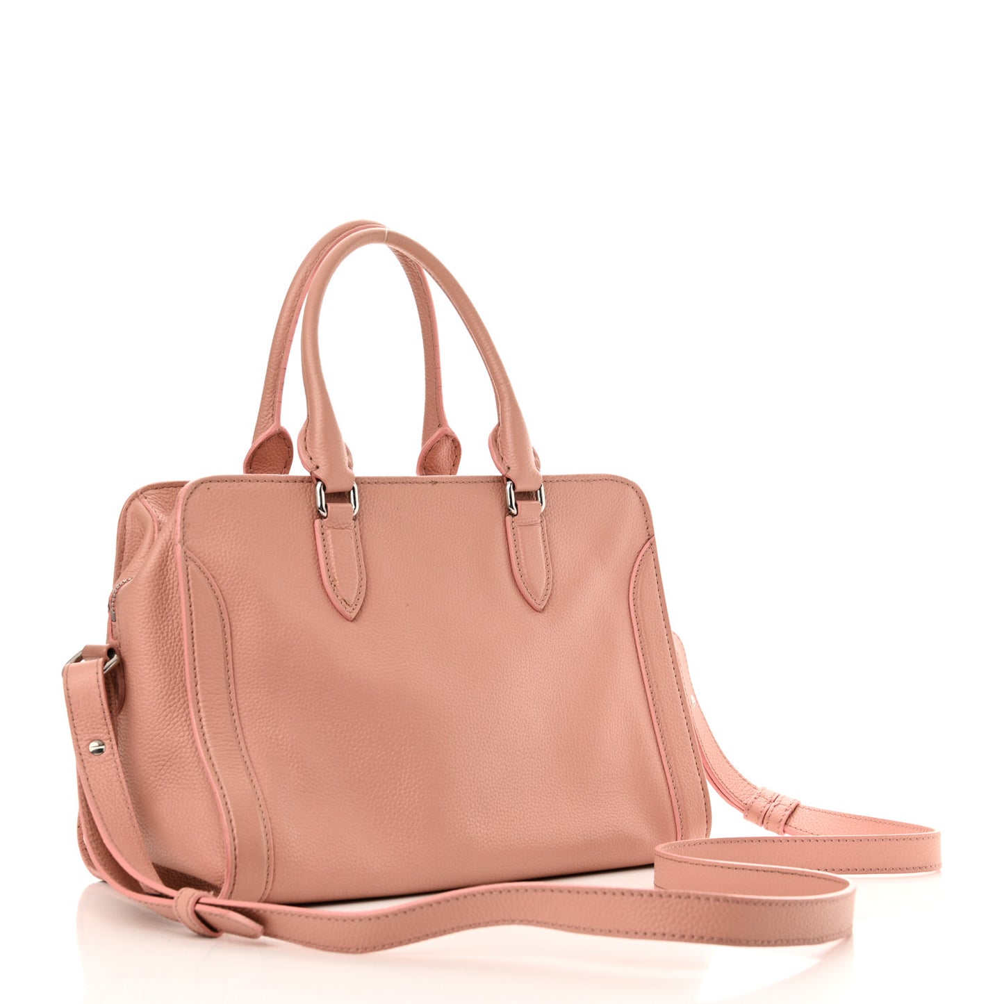 Pebbled Calfskin Small Skull Padlock Zip Around Tote Blush Pink
